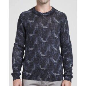 Theory Merino Wool Stretch Tipped scorched print Men's Size S Navy Blue